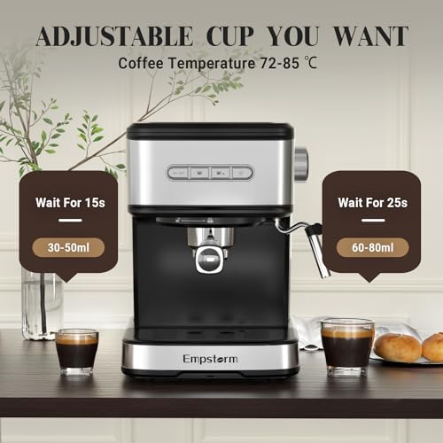 20 Bar Espresso Machine with Milk Frother Steam (Industrial-Silver)