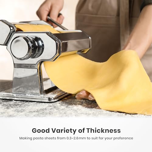 3-in-1 Pasta Maker, 9 Thickness Settings, Dough Rollers & 2 Size Cutters