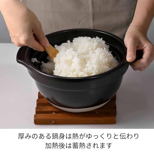 GNR-200-B-W Rice Pot with Glass Lid, Visible Contents, Heat Resistant Glass, Gift, Made in Japan (0.36 - 0.54 L)
