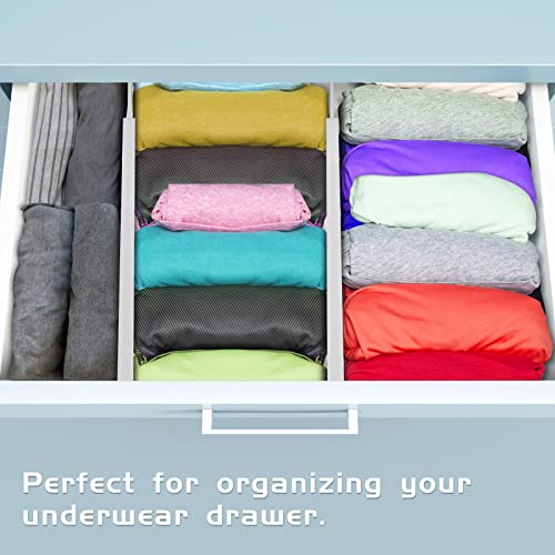 4 Pack Bamboo Drawer Dividers Organizer with Inserts 2.6'' High (White / 12.5-21.7 INCH)