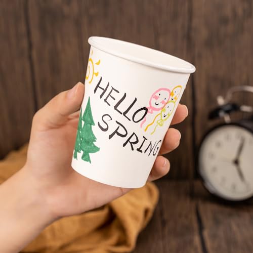 100 Pack 8 oz Disposable Paper Coffee Cups (White / 8 oz)