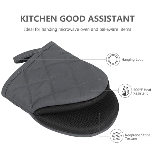 1 Pair Short Oven Mitts (Solid Gray)
