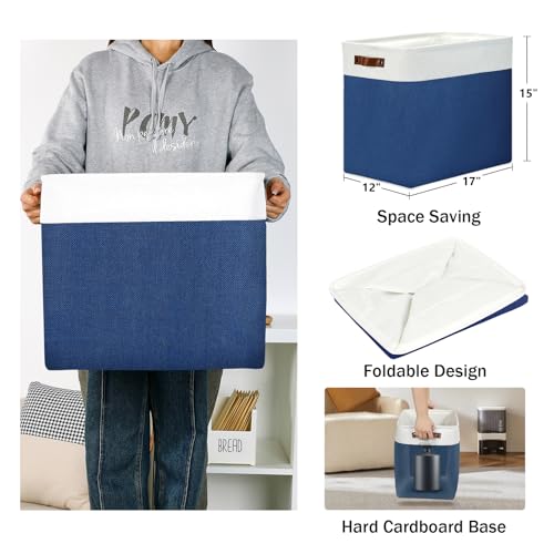 51L Large Baskets for Storage (White&Blue / XXL-17"x12"x15")
