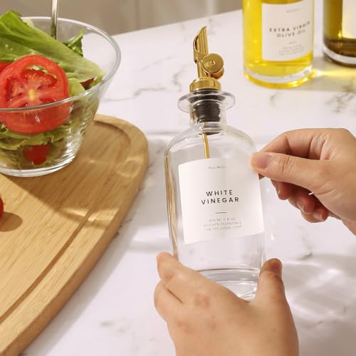 Glass Olive Oil Cruet Set (350ml, Set of 4 Bottles / Gold)