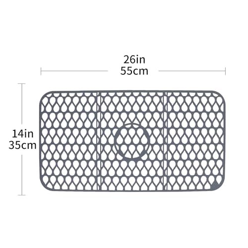 Sink Mat Sink Protectors for Kitchen Sink By Better Housewares Wok Stand Strong Adsorption And Skid Resistance PVC Free Silicone Sink Mat (26" x 14")