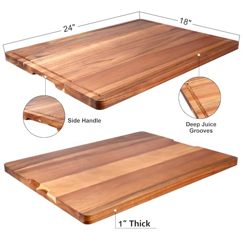24"x18" XXL Extra Large Acacia Wood Cutting Boards for Kitchen Non Toxic (24"L x 18"W)