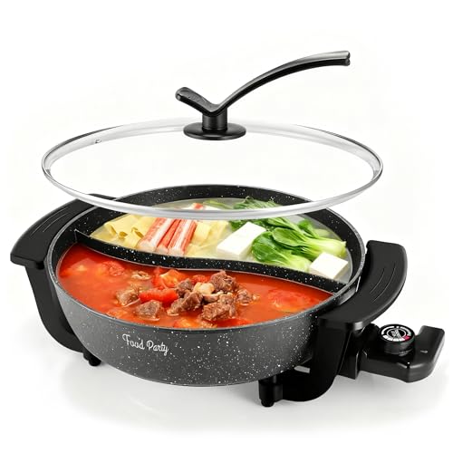 Electric Hot Pot 6L with Divider Hotpot Pot Electric Shabu Shabu Pot 110V 1200W PFOA FREE Non