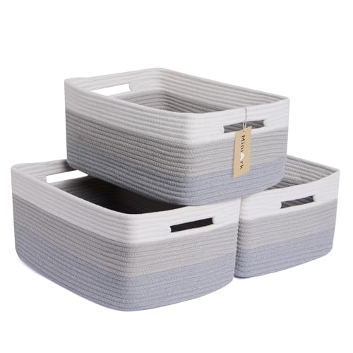 Large Storage Baskets for Shelves (3pcs-L17×W13×H7.5" / Gradient Grey)