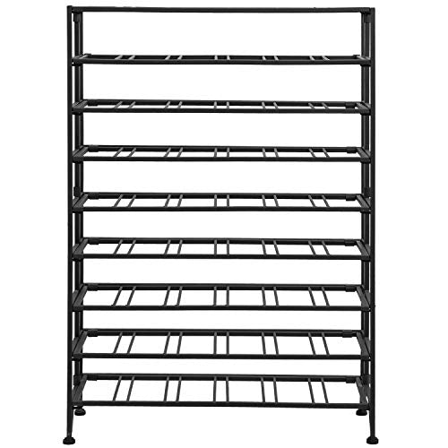 Gray Metal Wine Rack Floor Stand 9 Tier Bottle Storage Shelf (Grey)