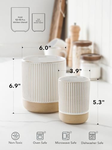 Ceramic Kitchen Utensil Holder Set of 2 (Line(S+L))