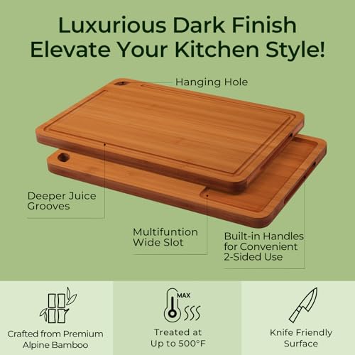 Bamboo Cutting Board (3-Piece / Carbonized Bamboo (Brown))