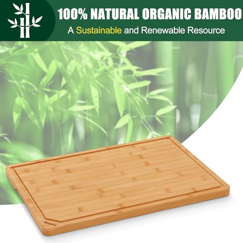 2XL Organic Bamboo Cutting Boards for Kitchen (Natural / 20"L x 14"W)