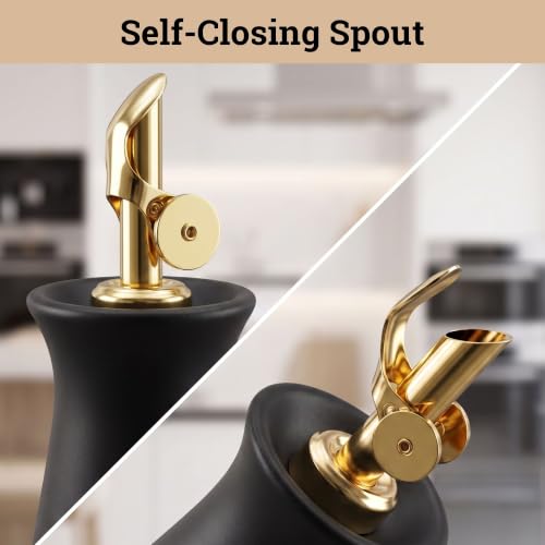 Ceramic Olive Oil Dispenser with Self (Black)