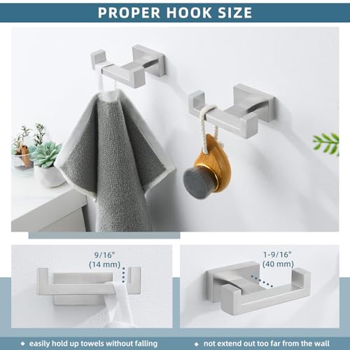 Bathroom Double Hook Brushed Nickel (2 Pack / Brushed Nickel)