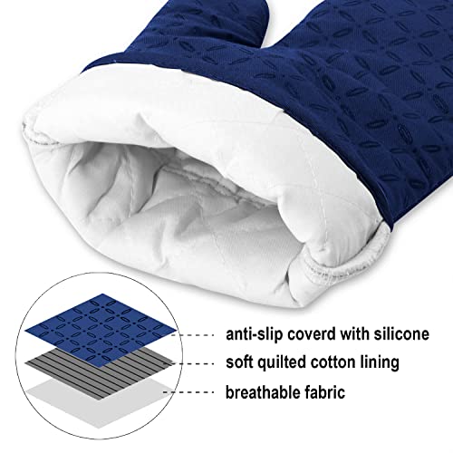 Oven Mitts and Pot Holders 6pcs Set (Marine Blue)