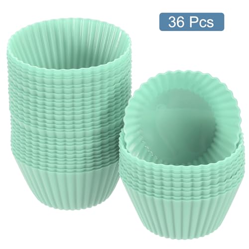 36Pcs Silicone Cupcake Liners (Nordic Green / 2.8")