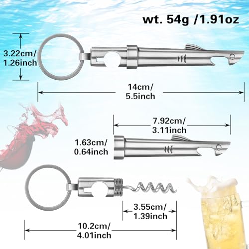 2-in-1 Shark Bottle Opener, Novelty Keychain Corkscrew Wine Opener, Beer Bottle Opener, Wine & Beer Gifts for Men, Father's Day Gifts, Christmas Gifts, Birthday Gifts, Dark Silver (Metallic Silver)