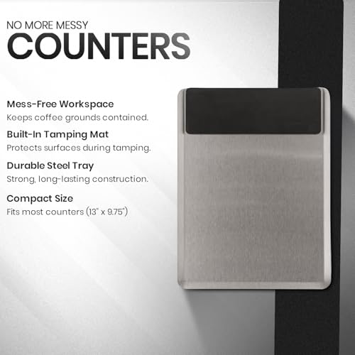 Coffee Grinder Tray with Tamping Mat (13x9.75)