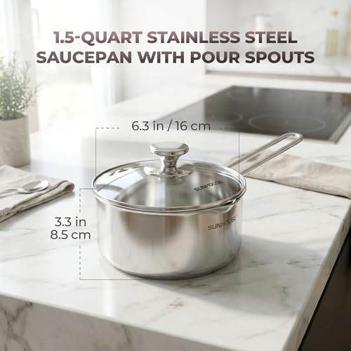 1.5 QT Sauce Pan with Lid & Pour Spouts