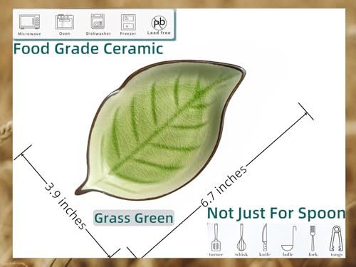Ceramic Spoon Rest for Stove Top & Kitchen Counter Cooking Spoon Holder for Stove (A, Fruit Green)