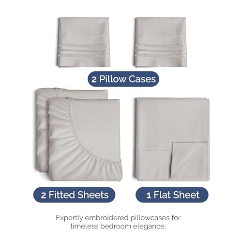 Split King Size 5 Piece Sheet Set (03 - Light Grey / Split King Size)