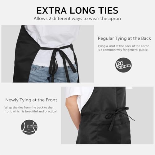 4 Pack Bib Chef Apron (2 pockets -Long (4 packs) / Brown)