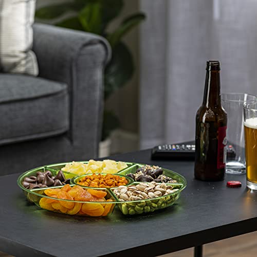 6 Sectional Round Plastic Serving Tray (Green)