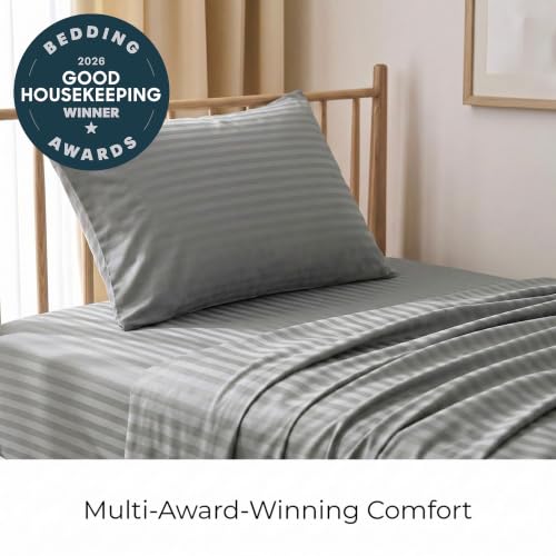 Iconic 3-PC, Ultra Soft Sheet Set (Twin XL, Striped Gray/Silver) (2364 Striped – Gray / Silver / Twin XL)
