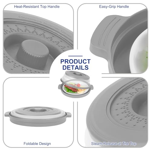 10.7 Inch Microwave Food Cover with Heat Insulation Mat (Gray)