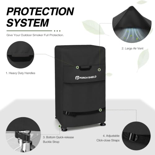 40 inch Outdoor Smoker Cover 24W x 18D x 40H inch (24"W x 18"D x 40"H / Black)