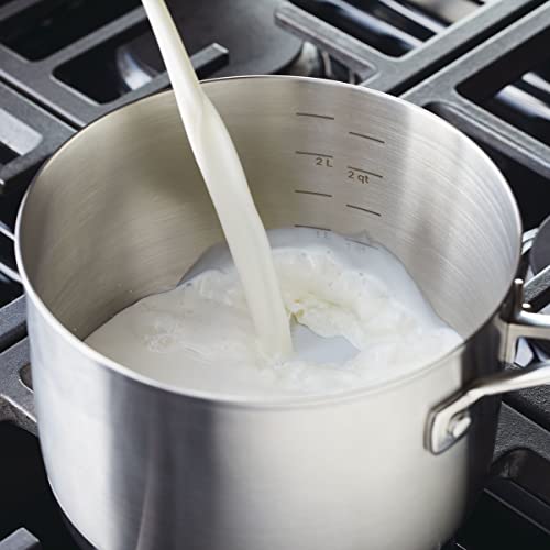 3 Ply Base Brushed Stainless Steel Sauce Pan (Brushed Stainless Steel / 3 Quarts)