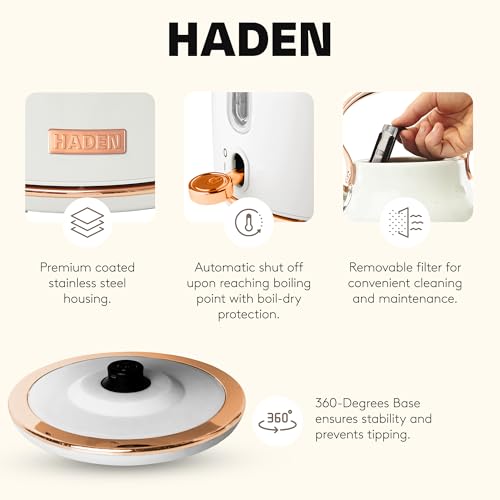 Heritage 1.7 Liter Stainless Steel Electric Kettle (Ivory & Copper)