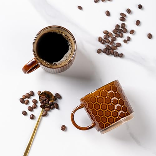 6 OZ Stackable Coffee Mugs Set of 4 (Caramel / 6 Ounces)