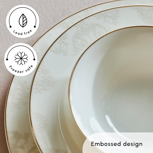 Siena 53 Piece Porcelain Plates and Bowls Set with Dinner & Dessert Plates