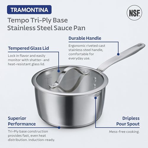 Tempo Tri Ply Base Stainless Steel 3 (Sauce Pan / 3 Quarts)