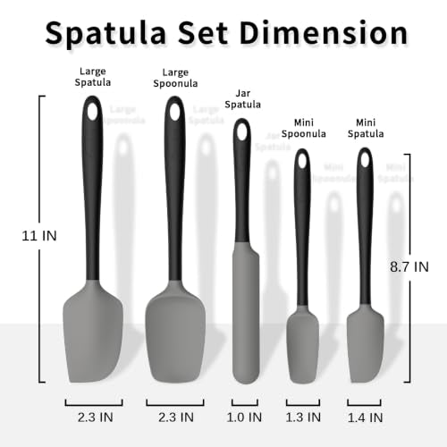 Silicone Spatula Set of 5 (Gray Black)