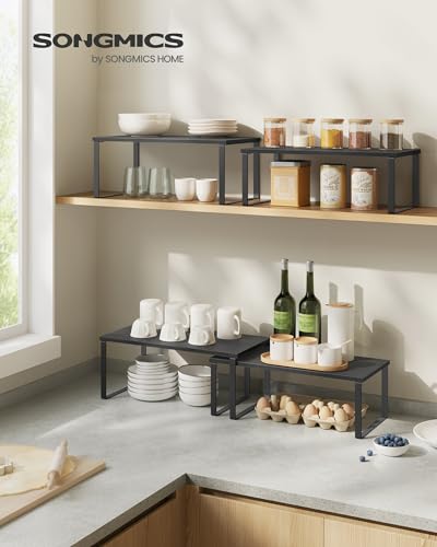 Cabinet Organizer Shelf (Ink Black + Ebony Black / 2*L (5.4"H) + 2*L (6.2"H))