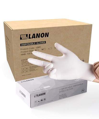 LANON Food Safe White Disposable Nitrile Gloves (Medium (Pack of 1000))