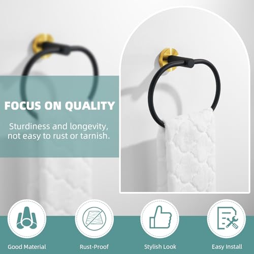 Towel Ring Gold and Black (Oval - Black & Gold)