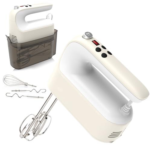 9 Speed Digital Hand Mixer Electric (Cream White)