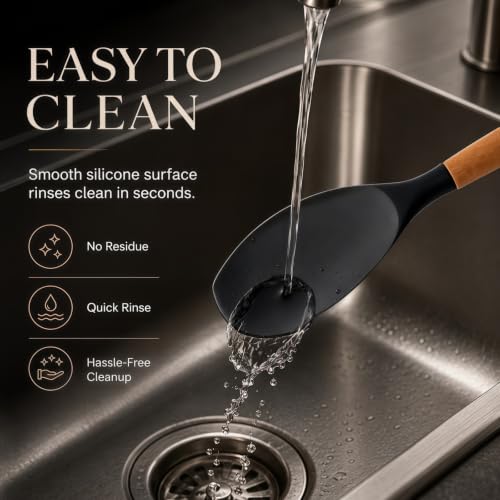 Silicone 10 Pcs Kitchen Cooking Utensils Set (Black)