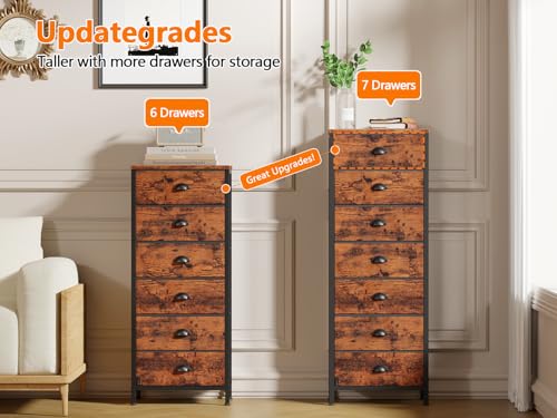 Dresser for Bedroom (Rustic Brown / 11.8"D x 15.8"W x 43.3"H (7 Drawers))