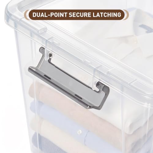 8 Pack 44.4 QT Clear Plastic Storage Bins with Latching Lids (Clear White / 8 PCS-44.4 QT)