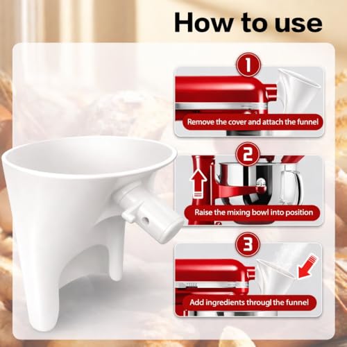 Flour Funnel for Kitchen Aid Mixer (Long-Red)