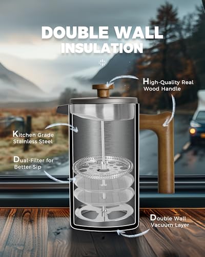 POLIVIAR French Press Coffee Maker (Titanium gray)