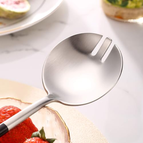 Silver Black Salad Serving Utensils (Silver Black)