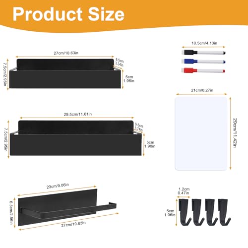 4 Pack Magnetic Spice Rack for Refrigerator (Black / 4Pack-1)