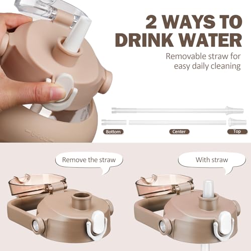 84oz Glass Water Bottle with Straw (Amber / 84 Ounces)