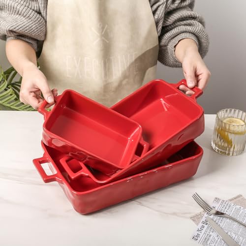 Ceramic Bakeware Set (Set of 3 / Red)