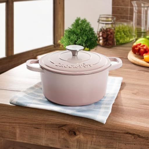 Artisan Round Enameled Cast Iron Dutch Oven (Blush Pink / 7-Quart)